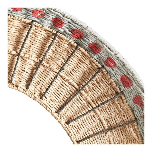 ORMA Mirror in paper cord - Natural and coral - ø 75 cm