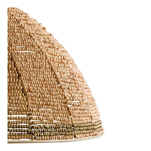 GAYA pendant light with wood beads - Natural and gold - ø 65 cm