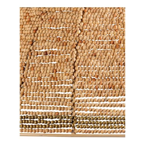 GAYA pendant light with wood beads - Natural and gold - ø 65 cm