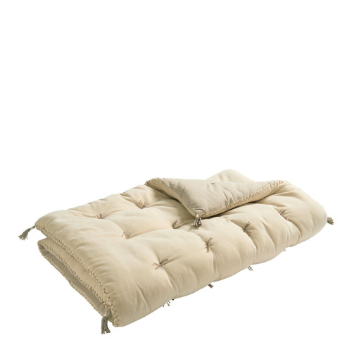 Futon MATTÉO en velours de coton et lin - 180 x 80 cm - Vanille