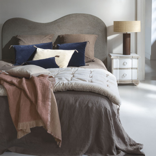 Housse de coussin MATTÉO en velours de coton et lin - Bleu de Minuit - 30 x 40 cm