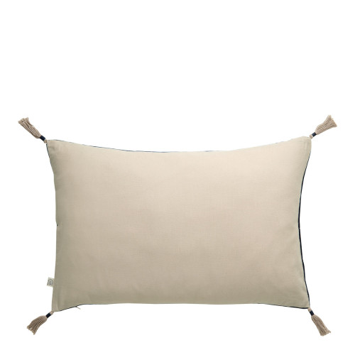 Housse de coussin MATTÉO en velours de coton et lin - Bleu de Minuit - 60 x 40 cm