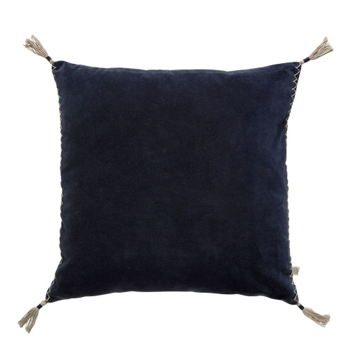 Housse de coussin MATTÉO en velours de coton et lin - Bleu de Minuit - 50 x 50 cm