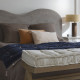Futon MATTÉO en velours de coton et lin - 180 x 80 cm - Bleu de Minuit