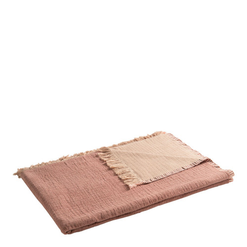 Plaid SIMÉON en coton et fibres de bambou - 130 x 170 cm - Rose