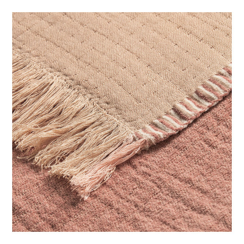 Plaid SIMÉON en coton et fibres de bambou - 130 x 170 cm - Rose