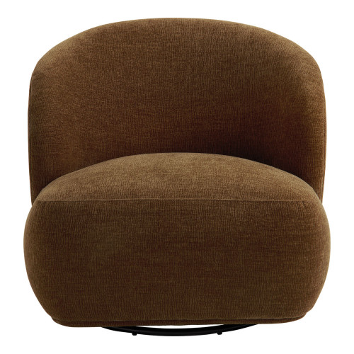 Fauteuil tournant LISETTE en tissu velours marbré - Tabac