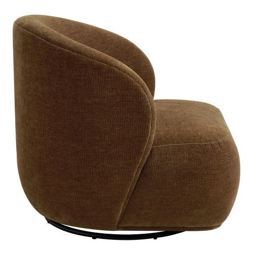 LISETTE Swivel Armchair in Marbled Velvet Fabric - Tobacco