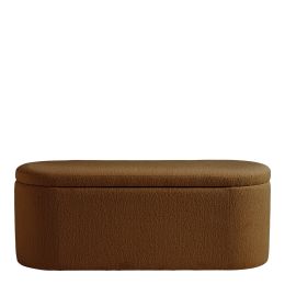 Banc coffre LISETTE en tissu velours marbré - Tabac