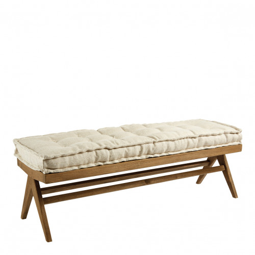 MENA Bench with linen mattress - Ecru